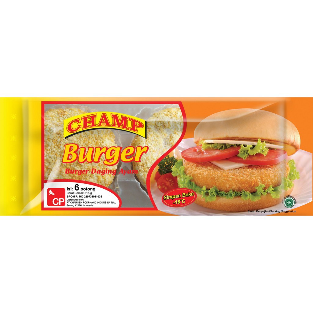 

Champ Burger Daging ayam isi 6 potong (315 gr) KHUSUS GOSEND
