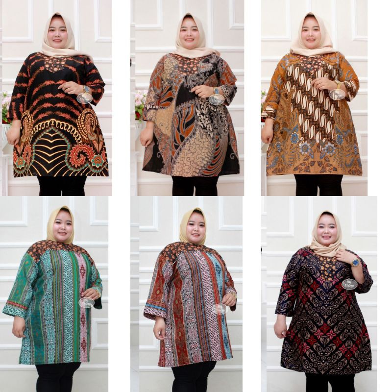 Atasan Tunik Jumbo Batik Big Size XXXXXL LD 140 cm Non Busui