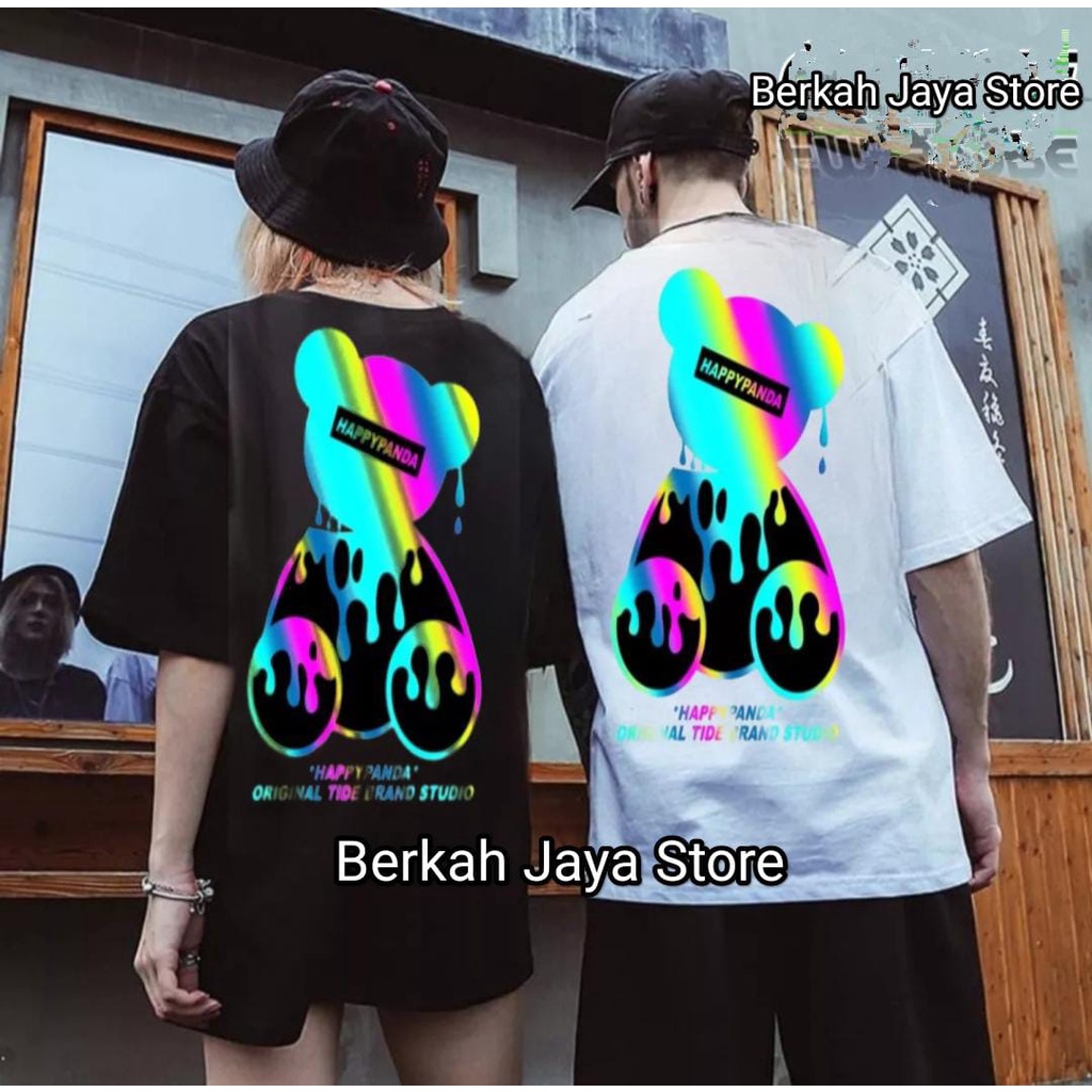 TREND 2022 KAOS HAPPY PANDA PELANGI HITAM PUTIH TERBARU || KAOS DISTRO BANDUNG ORIGINAL || TSHIRT PR