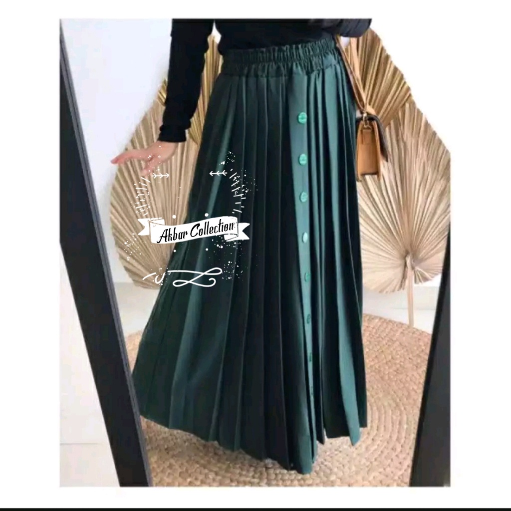 ROK / ROK EXTRA PANJANG / ROK WANITA TINGGI / ROK MURAH / COD-Hijau Botol