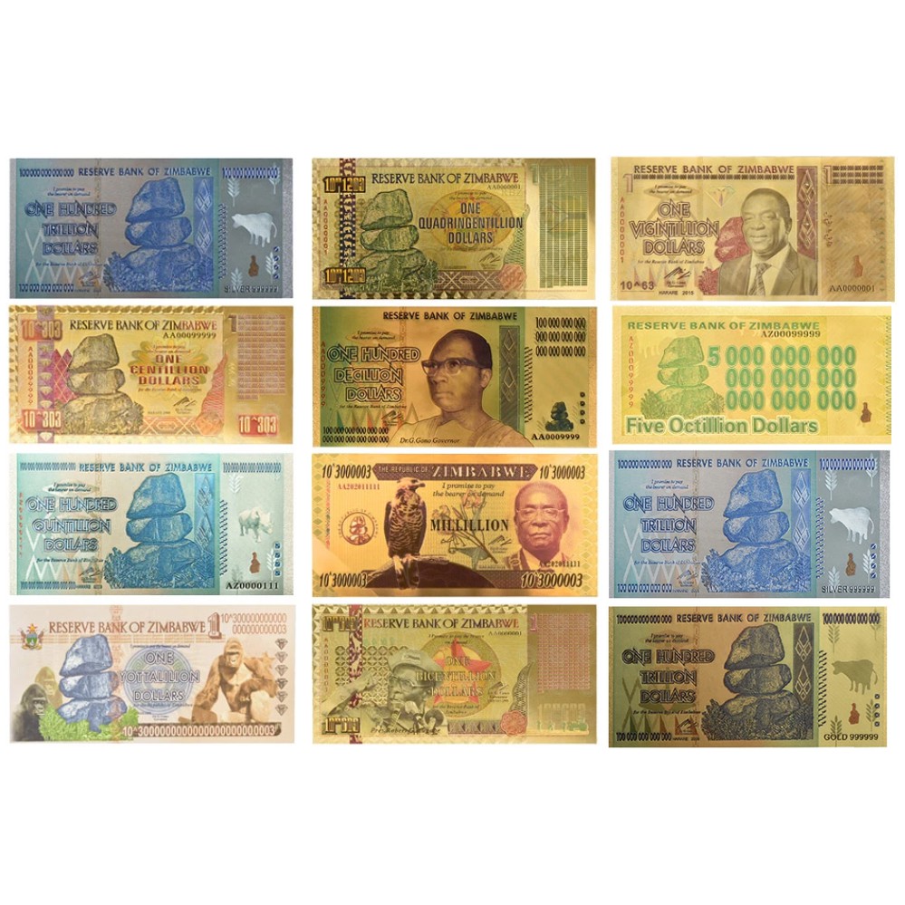 UANG GOLD FOIL SUPER LANGKA PECAHAN BESAR DOLAR ZIMBABWE