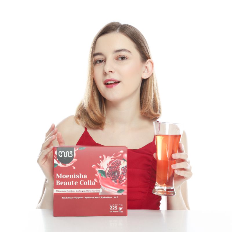 Moenisha Beaute Colla|Minuman Kolagen Pemutih Bebas Jerawat| 1 Box isi 15 Sachet