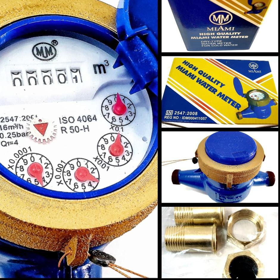 ・ TIL MIAMI Meteran Air Bodi Besi Drat Nepel Kuningan 3/4 Inch SNI ❉