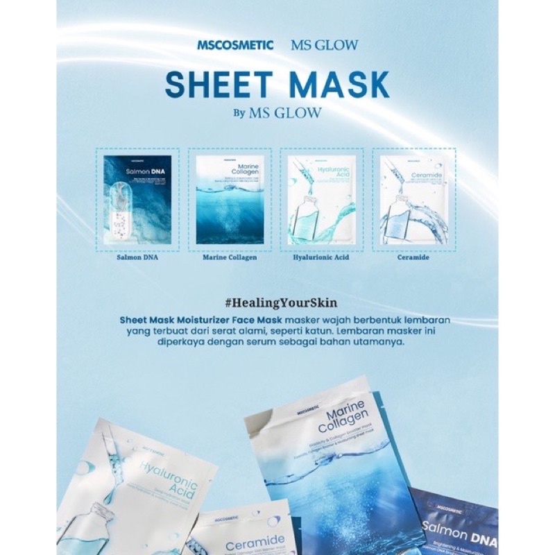 MS Glow Sheet Mask | Salmon DNA | Ceramide | Marine Collagen | Hyaluronic Acid Mask