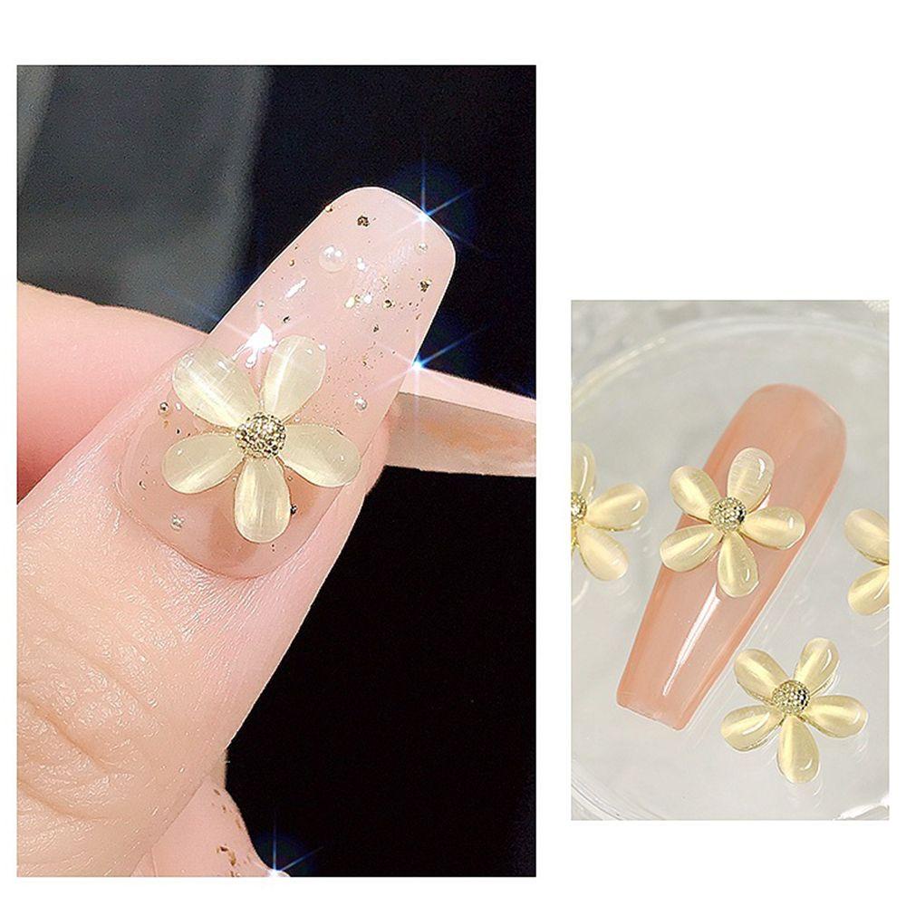 Agustin 3D Dekorasi Nail Art Glitter Golden UV Mewah Ornamen Bagian Logam Aurora Kristal Manicure Aksesoris