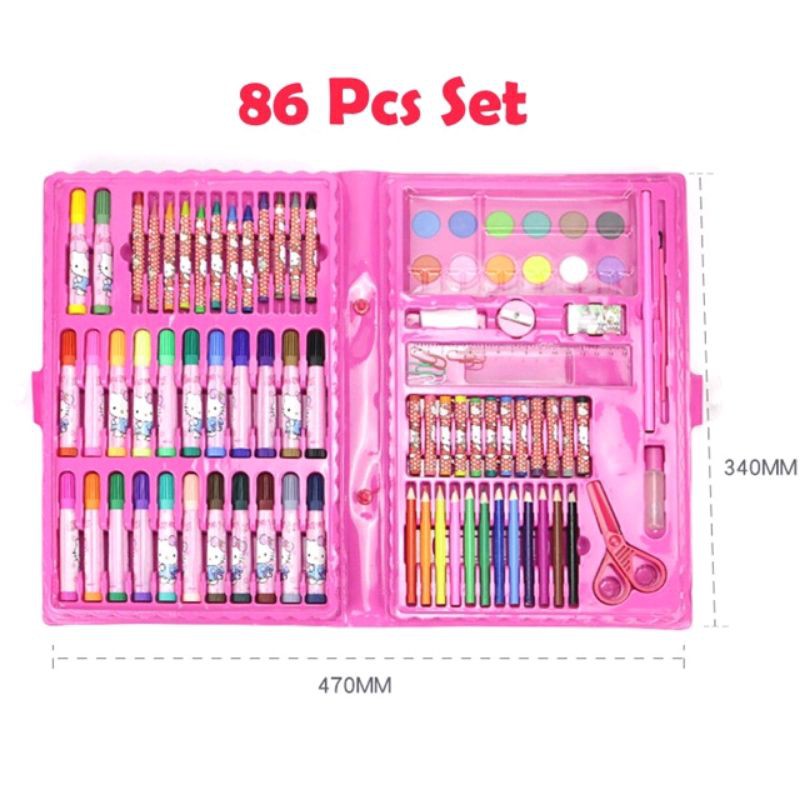 crayon pensil colouring set 86in1 stationary perlengkapan mewarnai menggambar sekolah anak cat air