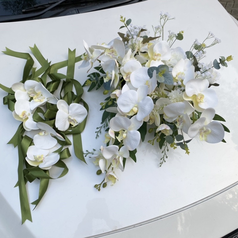 Bunga dekorasi mobil pengantin wedding car anggrek premium mewah murah