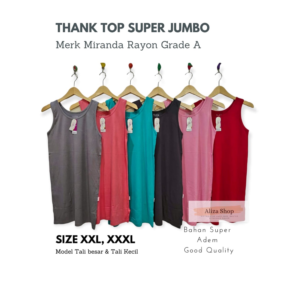 ThankTop Jumbo Rayon Grade A Merk Miranda Size XXL - XXXL Kaos Dalam Big Size