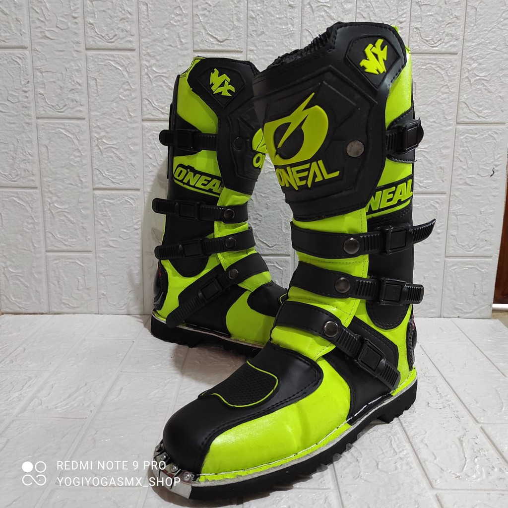 sepatu trail cross oneal protector terlaris hitam stabilo