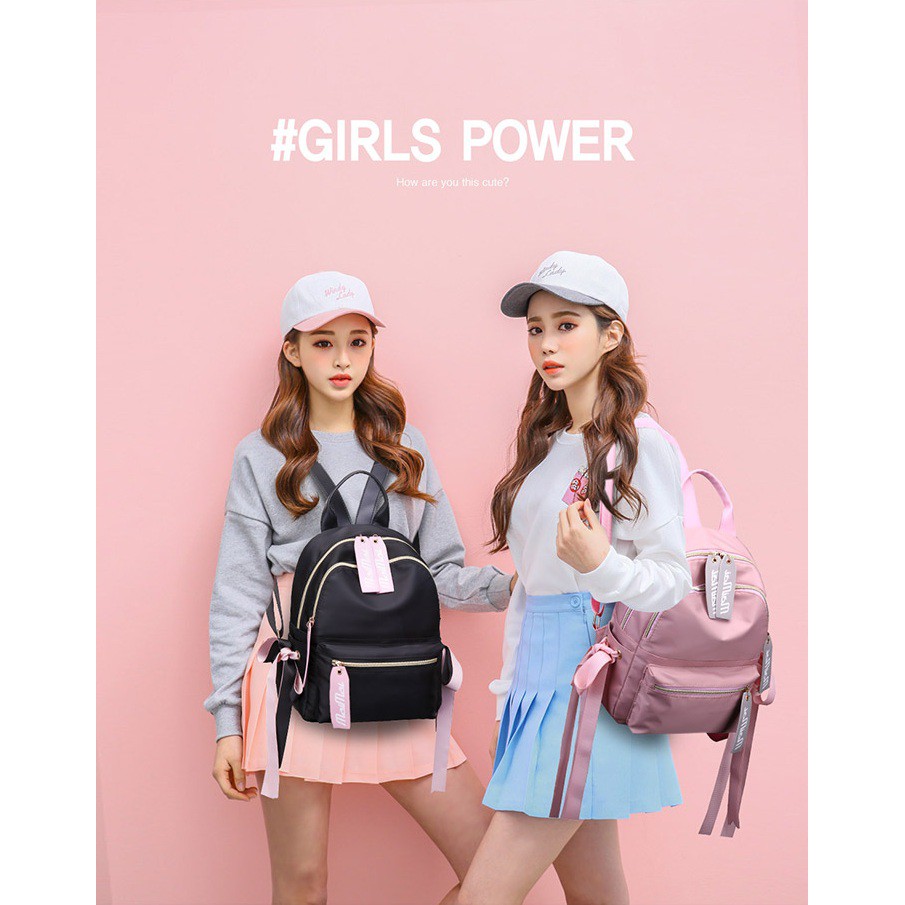 NB55 RANSEL RUBI PLAT KOREA TAS PUNGGUNG WANITA SIMPLE BACKPACK  SEKOLAH KULIAH BRANDED IMPORT MURAH