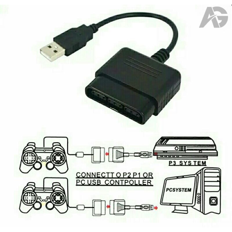 CONVERTER / CONVERTOR SINGLE HITAM STIK PS2 TO PS3 / PC / LAPTOP PLAYSTATION 2.