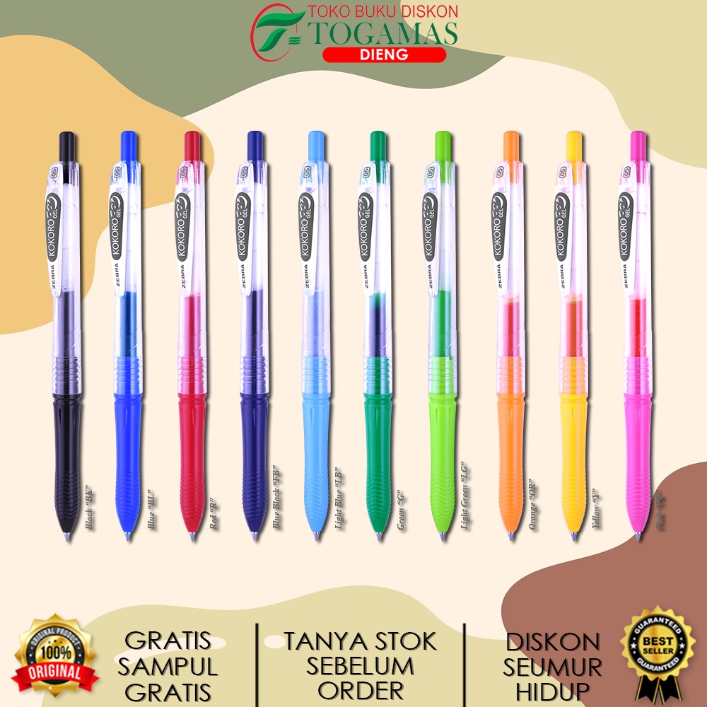 BALLPEN MEKANIK 0.5 KOKORO ZEBRA WARNA : BLUE BLACK GREEN ORANGE PINK RED YELLOW