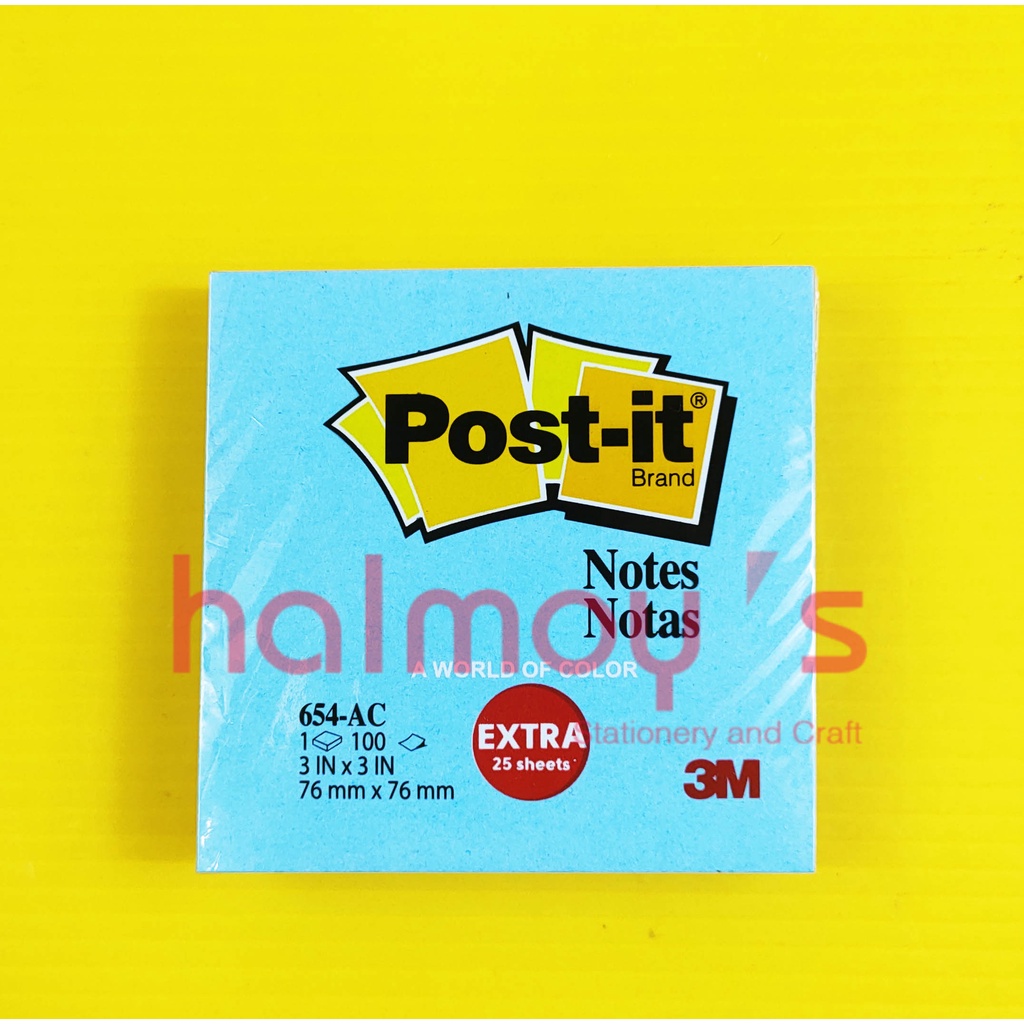 

MEMO STICK / STICKY NOTES 3M 654 AC ( 76 X 76 MM ) 100 SHEET MED BLUE