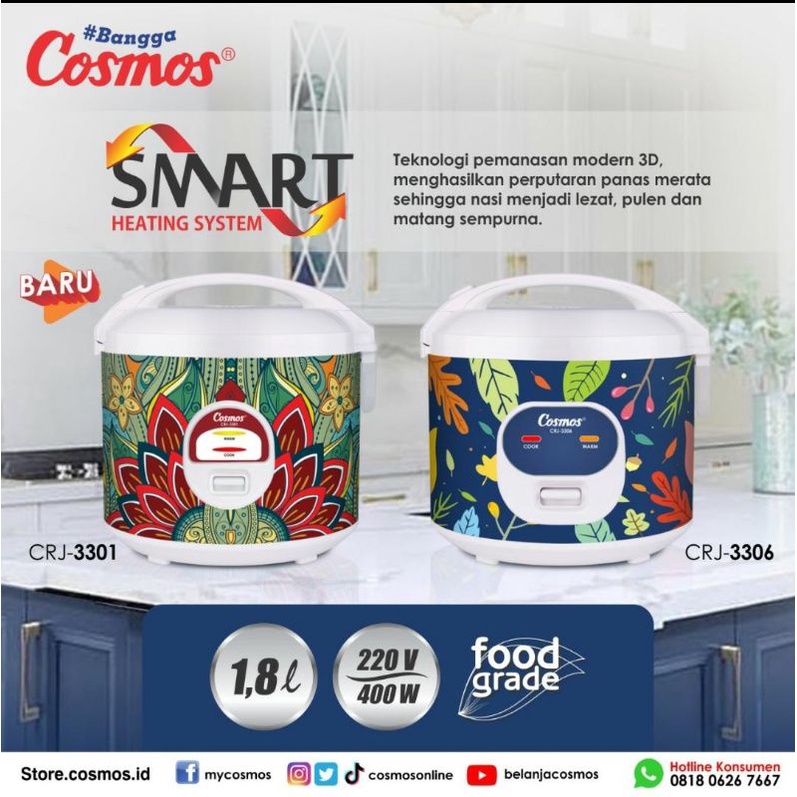 Magic Com Cosmos Crj-3306 1,8 Liter 3 in 1 Garansi Resmi