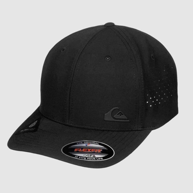 Topi QUIKSILVER Nelson Amphibian Flexfit Cap Hat Black ORIGINAL