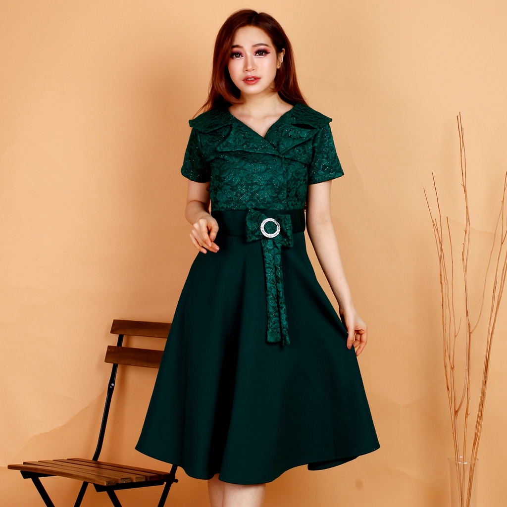 Kathryn collection, 122 # Dres rok mekar ribbon scuba import premium kombinasi brukat gliter khusus