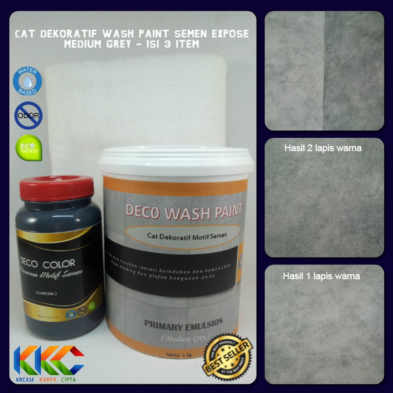 Jual Cat Dekoratif Wash Paint Motif Semen Expose - Medium Grey - Isi 3