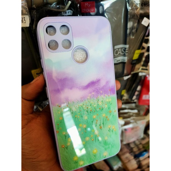 Softcase Glass Sakura city model my choice pelindung kamera Oppo A54 A16 Realme C25 C12 Redmi 9C note 10 4G 10S flower glossy