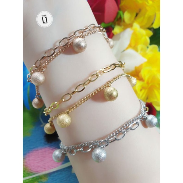 Gelang Double Layer Titanium Ukir Pasir N15112104