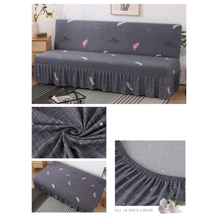 Cover Sofa  M(155—185cm)/L(190-225cm) Tanpa Sandaran Lengan Cover Sofa Bed Elastis Sarung Penutup Sofa Bed Rok Style