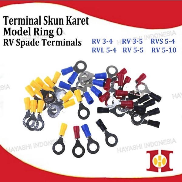 Terminal Kabel Sekun Cable Lug Skun Ring O Isolasi Insulated RV3 RV5