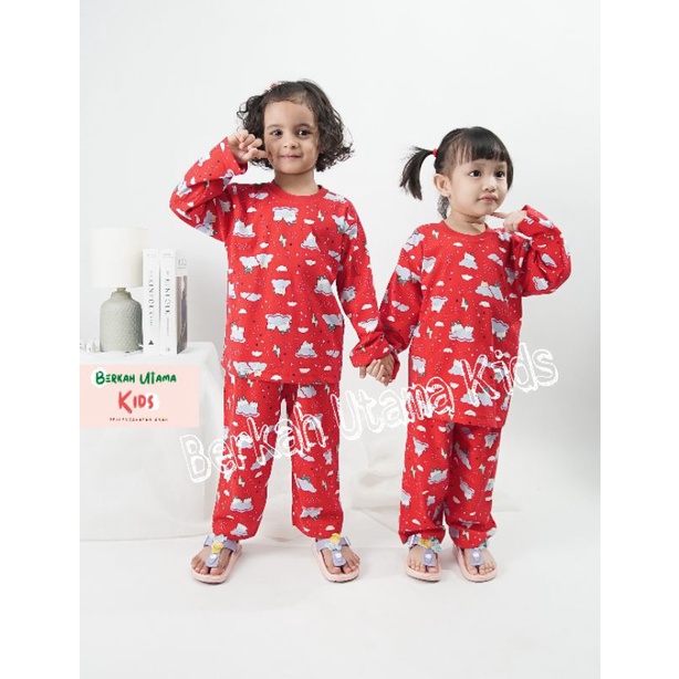 Baju Pakaian Set Setelan Stelan Piyama Piama Untuk Tidur Anak Perempuan Cewe Cewek Laki-laki Cowo Co