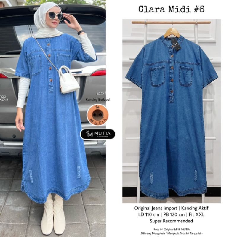 CLARA MIDI #6 BY MUTIA (MIDI DRESS JEANS WANITA MUSLIMAH / Baju wanita Kekinian modern