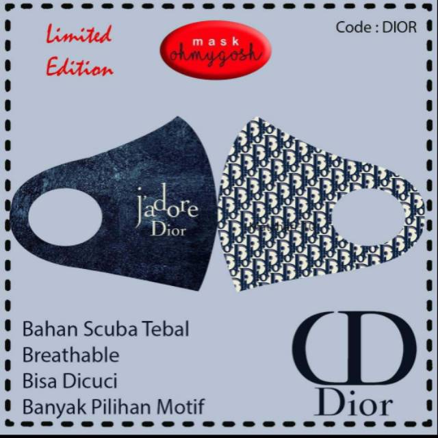 Masker bahan scuba motif Dior