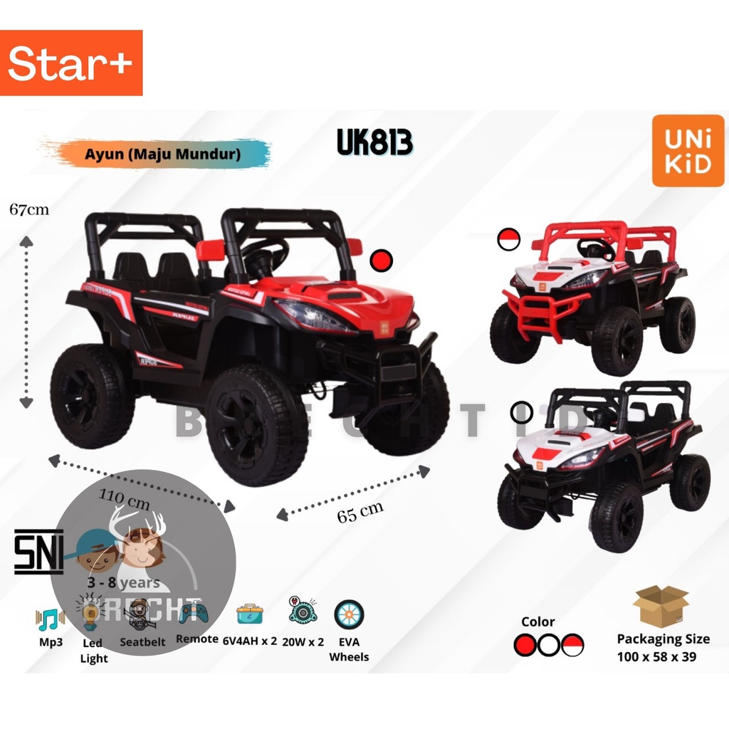 Mainan Anak Mobilan Aki Jeep Unikid UK 813/ UK 720 A/ UK 720A Ada Remot BAN KARET