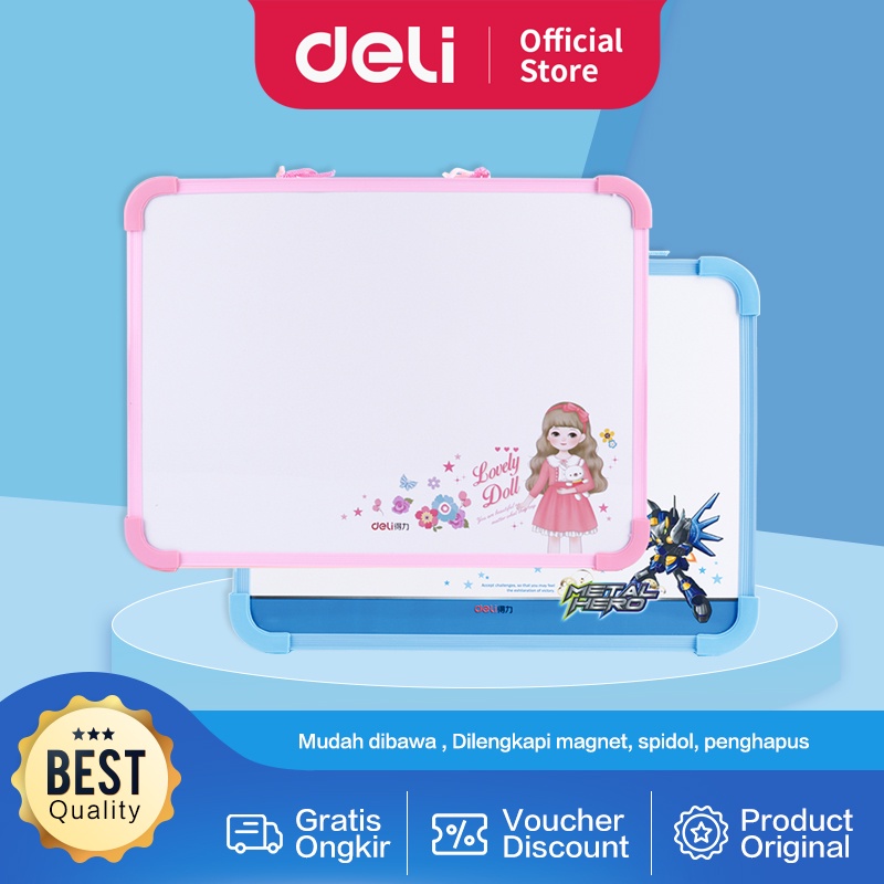 

Deli papan tulis gantung magnetik putih untuk anak-anak menggambar dan menulis 25*35 cm 7800