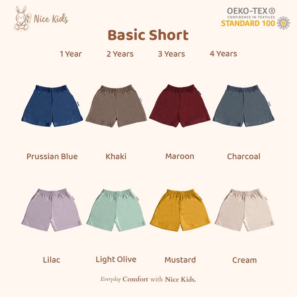 NICE KIDS NICEKIDS BASIC SHORT CELANA PENDEK ANAK CELANA PENDEK UNISEX 1-4 TAHUN