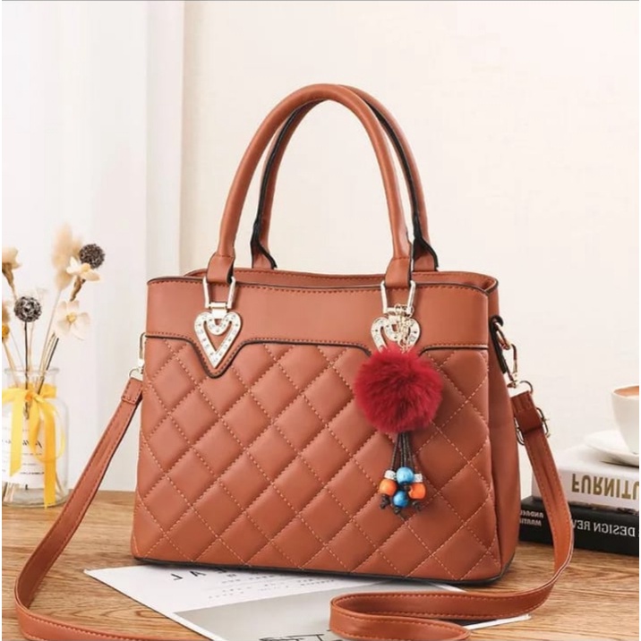 PTM - Slingbag Wanita Import Korean Style Free Gantungan Pompom