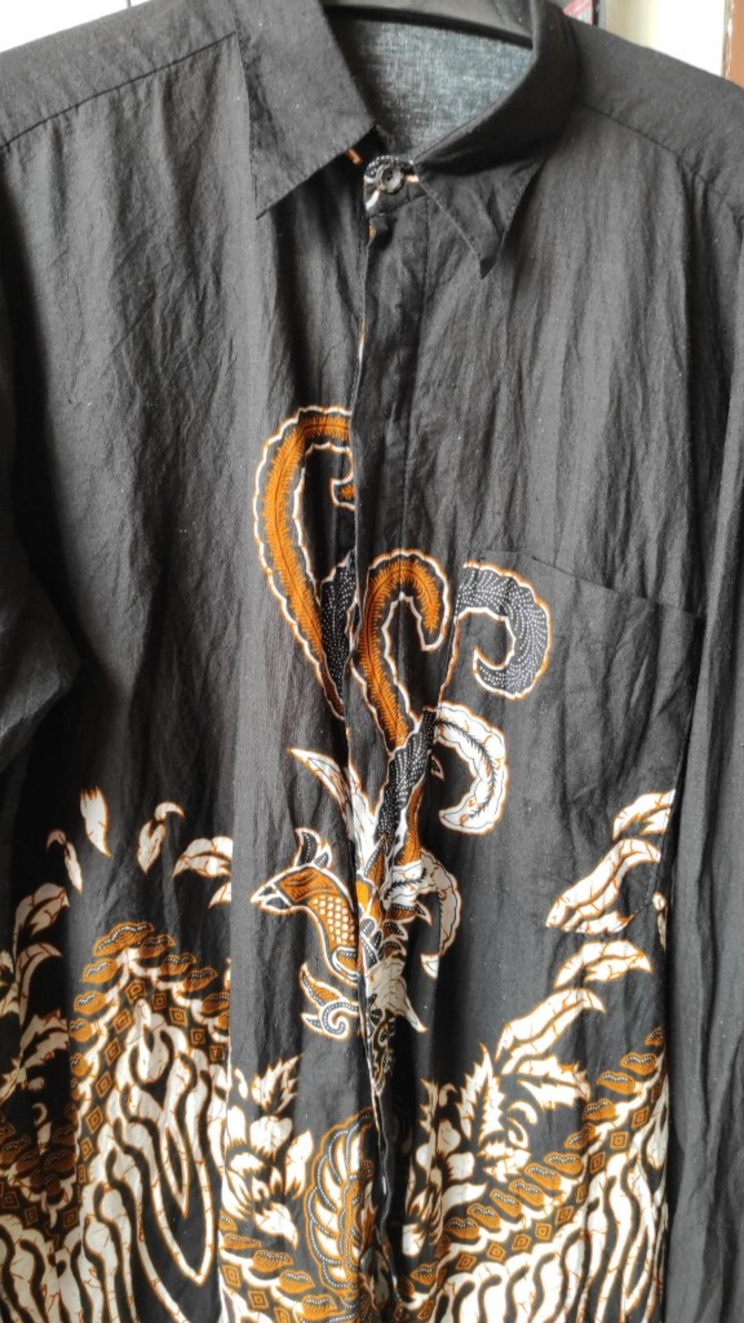 Kemeja Batik Pria Lengan Panjang Size M L Xl Xxl  Bswart Batik Hrb026 Kenongo Hem Panjang Padi Top1