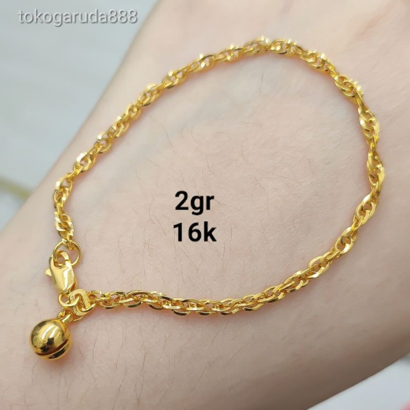 Gelang rantai tali anak dan dewasa emas asli kadar 700 22 70% 16k tambang baru UBS surabaya double fancy tangan korea nori