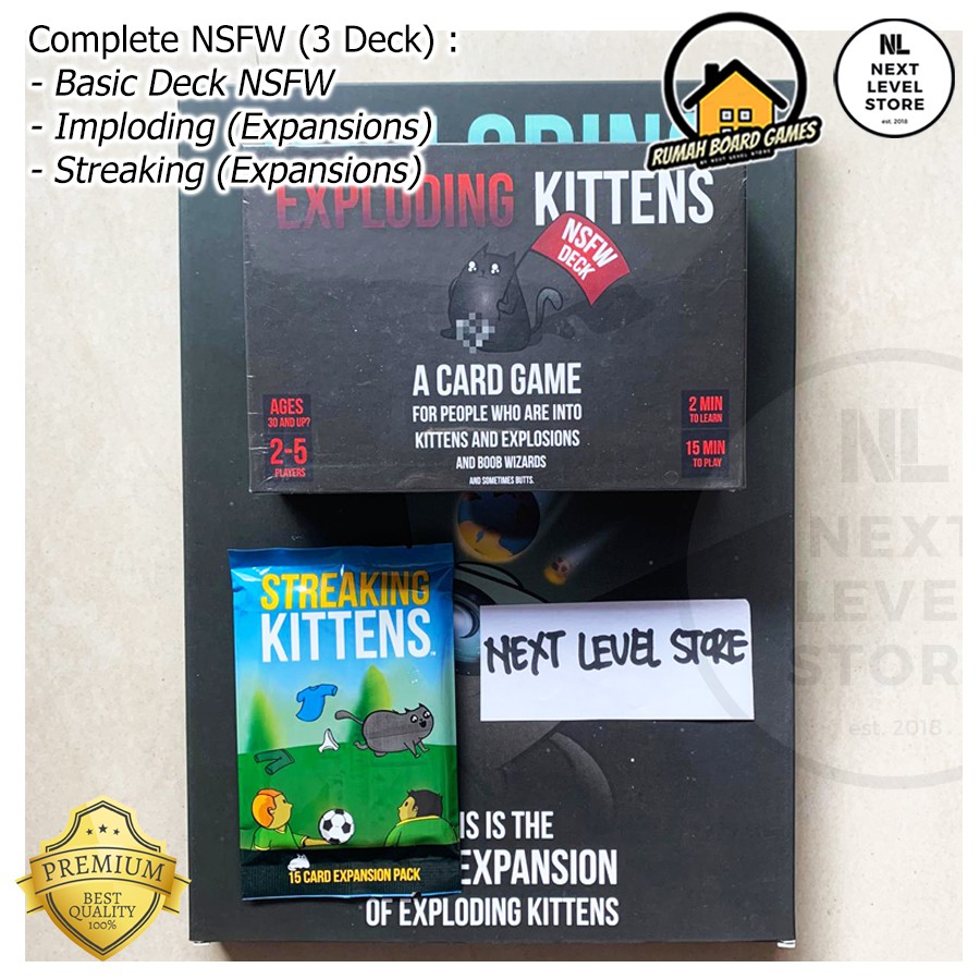 Exploding Kittens Board Games ( ORI , NSFW , PARTY PACK , BARKING KITTENS , STREAKING IMPLODING )