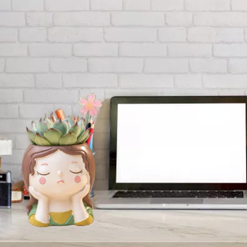 Cetakan Pot Bunga Resin Epoksi Plester Beton Bahan Silikon Desain Gadis Lucu Untuk Dekorasi Kerajinan Rumah