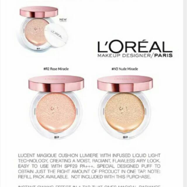 Loreal Lucent Cushion Foundation Set And Refill 2rb 380rb Shopee Indonesia