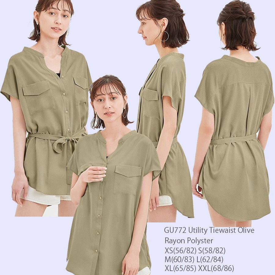 BLOUSE WANITA UNIQLO GU772 UTILITY TIEWAIST SHIRT BLOUSE-6