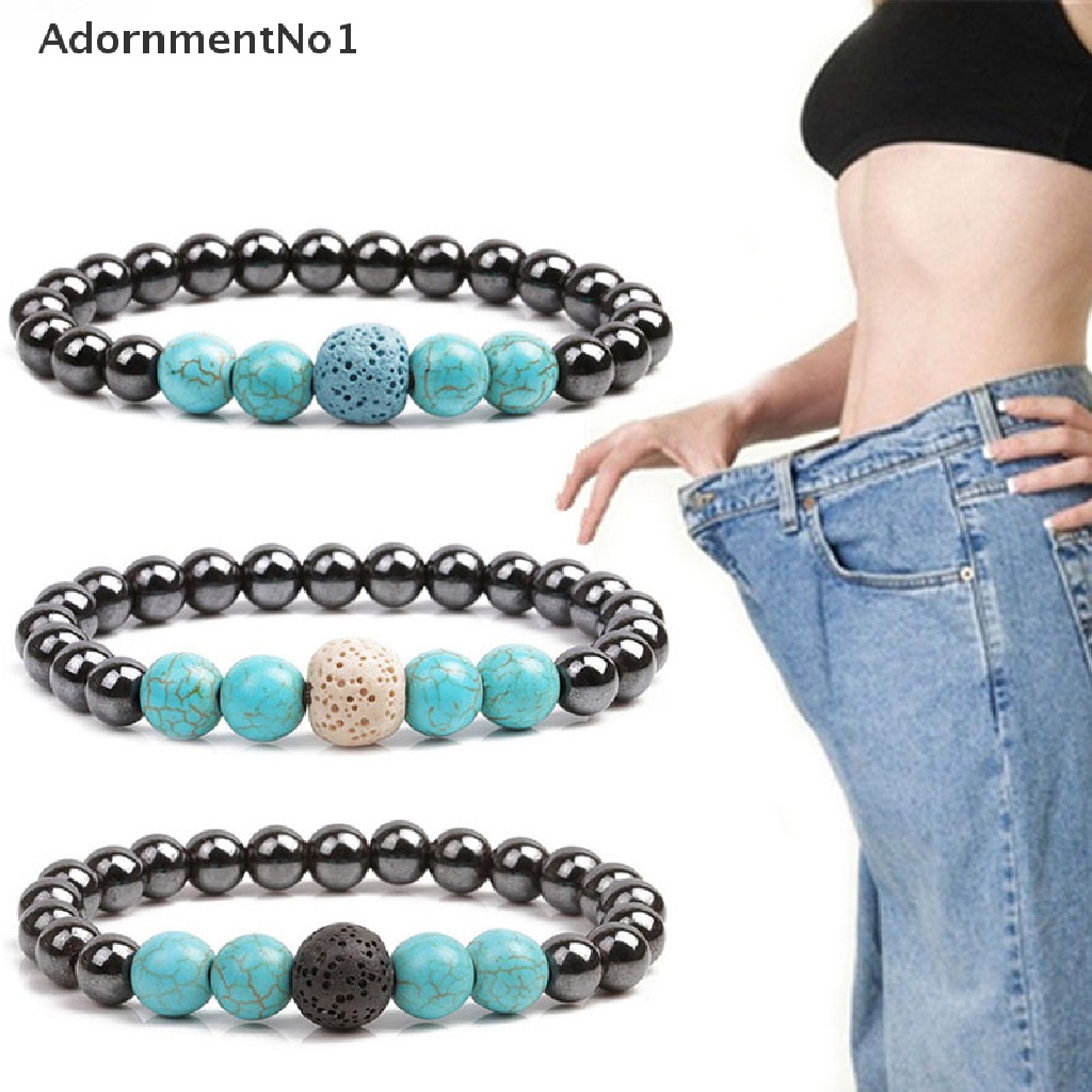 (AdornmentNo1) Gelang Tangan Batu Lava Magnet Untuk Terapi Kesehatan / Menurunkan Berat Badan