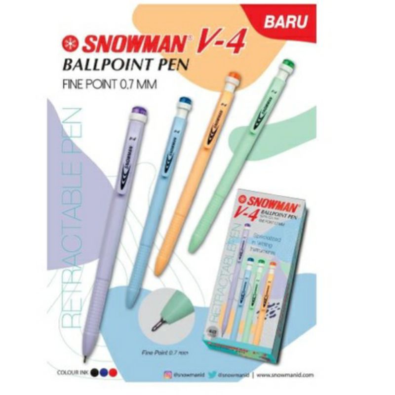 Pulpen Snowman v4 0,6mm isi 12pc