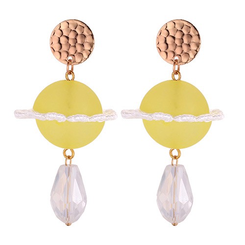 LRC Anting Tusuk Fashion Round Shape Decorated Earrings