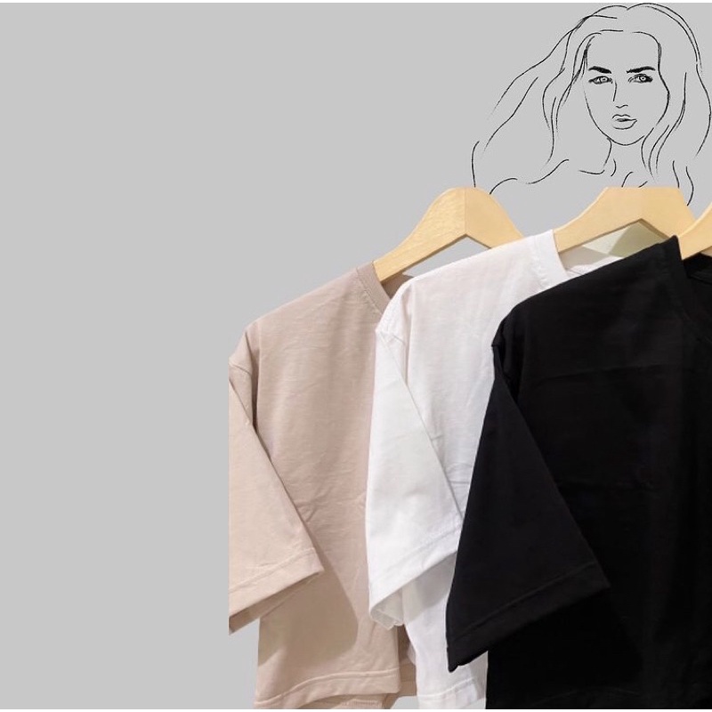 kaos crop oversized polos tanpa patch