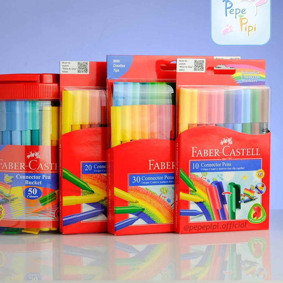 

(PROMO S0W58) Spidol Connector Pen Faber Castell 10, 20, 30 dan 50 Pcs Sepidol Warna Colour Color ✧
