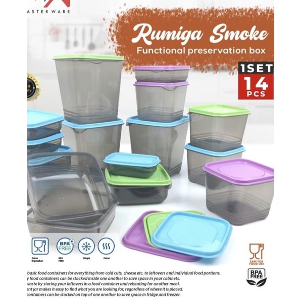 BAYAR DITEMPAT✔️Rumiga Smoke BMW - Otaru Sealware Smoke 14 Pcs - Toples Makanan - Biru|RA8
