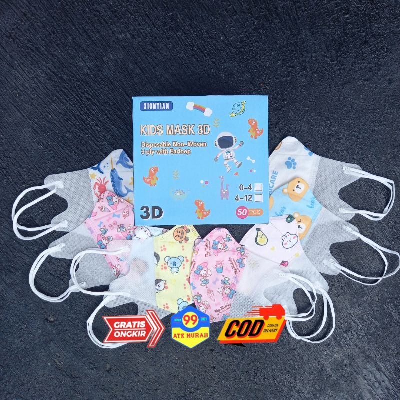 MASK KIDS 3PLY - Masker anak 50/Children Disposable Protective/earloop mask/duckbil