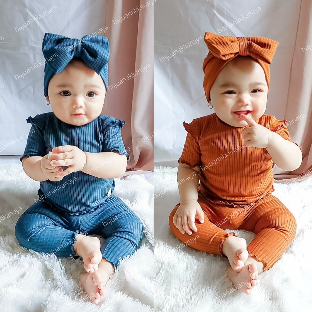 0-18 BLN SETELAN BAYI ONESIE FREE HEADBAND SETELAN BAYI PEREMPUAN PREMIUM by MYBEE (SNI)