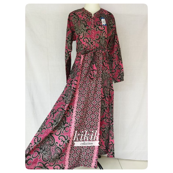 Gamis Katun Motif Batik Long Dress Murah Pakaian Muslim Wanita Modern Tradisional Adem Jumbo Baju Re
