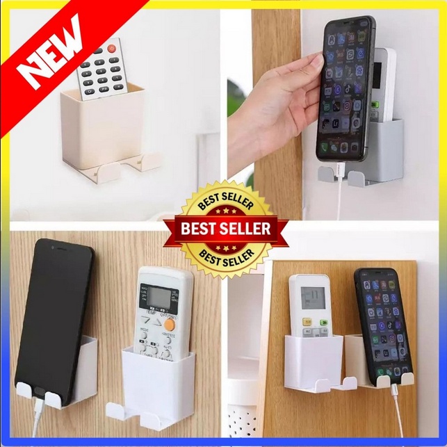 HL64 Rak Handphone Dinding Tempel Kotak Tempat Penyimpanan Hp / Remote Gantungan Hook