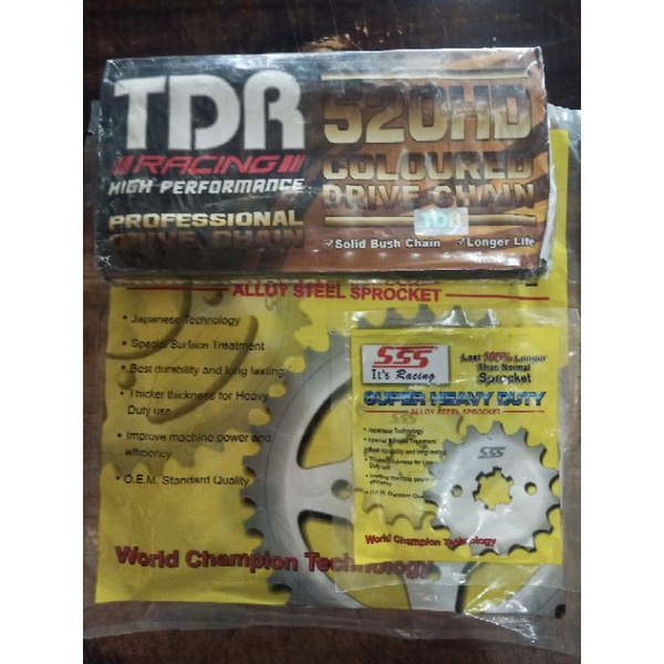 GIR / GEAR SET HONDA TIGER, GIR DPN SSS 520-15, GIR BLKG SSS 520-42+ RANTAI TDR 520HD 120L