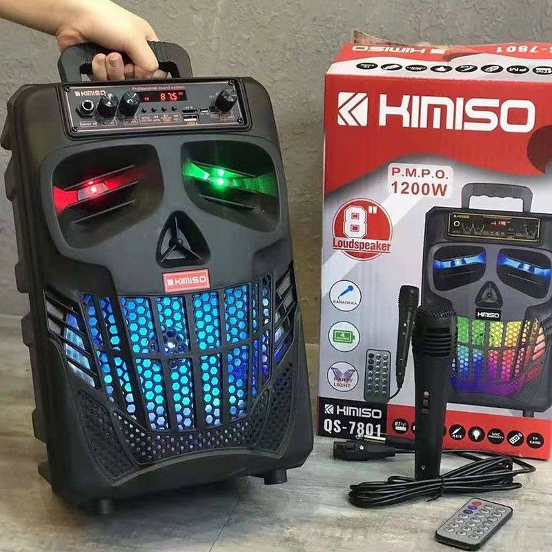 SPEAKER BLUETOOTH PORTABLE BESAR KIMISO 8INCH / SPEAKER PORTABLE KARAOKE PLUS MIC KIMISO QS-7801